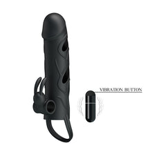 Load image into Gallery viewer, Penis extended sleeve elastic waterproof Silicone Vibration