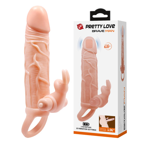 Penis Extended Sleeve Elastic 10 Functions Vibrator