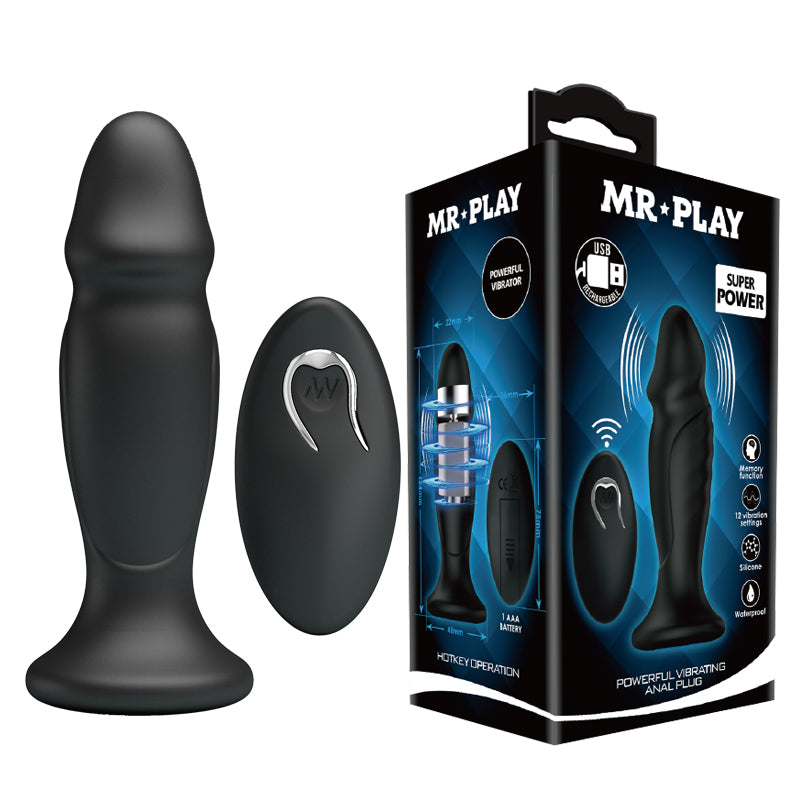 Remote Control Anal Plug Stimulate 12 Function Vibrator 5 Levels Speed Control