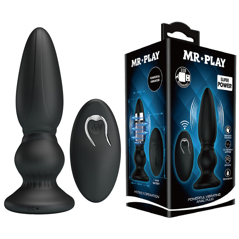 Remote Control Anal Plug Stimulate 12 Function Vibrator 5 Levels Speed Control